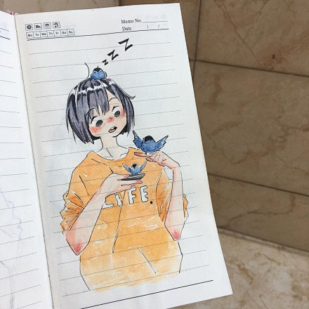 横格本也能画出漂亮的手绘~( ins：i...