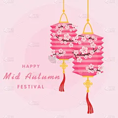 灯笼,中间,传统节日,秋天,樱之花,可爱的,传统,蛋糕,云,问候