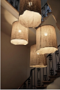 Linen DIY lamps. I love it! But it would only work in a space like that.