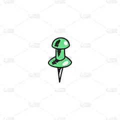 文具图钉与尖锐的针，手绘草图矢量插图孤立的白色背景。
