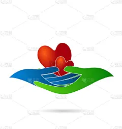 双手捧着一颗心。爱情概念身份名片图标向量