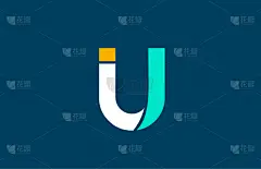blue white yellow green u letter logo alphabet