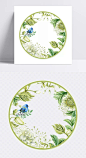 清新古风圆形边框|复古圆圈,古典圆圈,创意花边,简约,绿叶,花纹,装饰元素