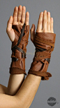 Light Brown Fingerless Leather Gloves, Long / Wonder Woman Cosplay Warcraft Elf Barbarian Festival B