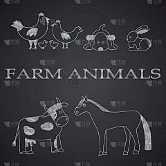 农场动物在黑板上画画。第1部分