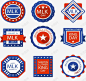 红蓝美国纪念日徽章 平面电商 创意素材