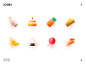 food icons rice roll milky tea pineapples sandwich pineapple lollipop cake ice cream food banana icons icon