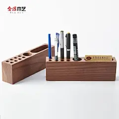 定制实木名片办公文具摆件创意时尚放笔的笔筒多功能桌面收纳盒-淘宝网