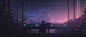 General 3360x1440 AI art cyberpunk synthwave cityscape digital art sitting window clouds sky sunlight chair interior