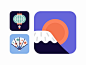 Japan Icons Set.2 tea sword sushi volcano samurai oriental noodle japanese japan illustration icon set icons food design flat culture color chopstick mountain art