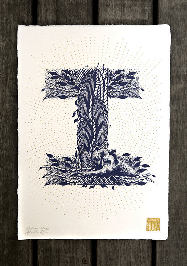 插画形式英文字母字体设计valeriehugo一个来自法国的插画家她从事