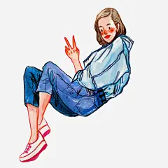 剪刀手女孩高清素材 免抠 设计图片 免费下载 页面网页 平面电商 创意素材 png素材
