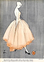 Christian Dior evening gown illustrated by Rene Gruau, 1948