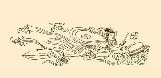 敦煌飞天线稿