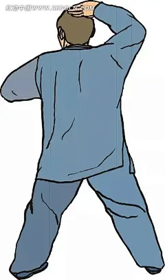 手绘穿蓝色衣服练武的男人背部插画|卡通画|蓝色衣服|练武|男人背部|生活百科|矢量素材|手绘|矢量素材　矢量花朵|情人节矢量素材矢量图|矢量素材矢量罂粟花纹|矢量森林矢量素材