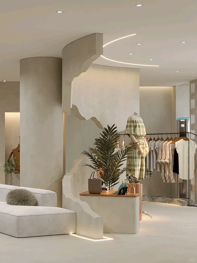 侘寂风服装店设计 微水泥首饰展架绝绝子？-花瓣网