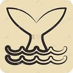 Icon Whale 。适用于海鲜标志。手绘风格。简单的设计可以编辑。设计模板