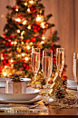 圣诞树高清图片，节日香槟酒高清设计背景图片素材
