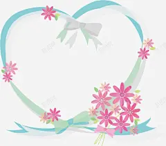 手绘蓝色心形边框小花装饰高清素材 心 手绘 蓝色 边框 免抠png 设计图片 免费下载