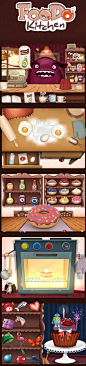 Foodo Kitchen : Foodo Kitchen is a kids’ iPad app about making desserts from scratch, according to hungry monsters’ wishes, feeding them caringly and getting their expressive feedback. As soon as the illustrator, Joanna Dudon, had the whimsical idea to ma