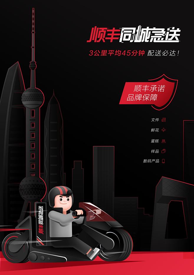顺丰itdc出品br顺丰同城急送推广dm设计br平均1小时送全城