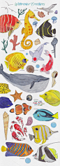 可爱卡通海洋生物鲸鱼海星贝壳海鸥插画图案PNG设计素材png256-淘宝网