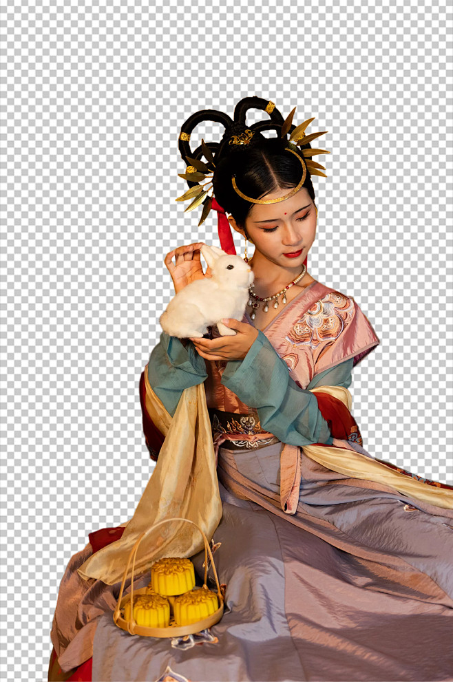 敦煌嫦娥月饼中秋节汉服人物PNG摄影图片