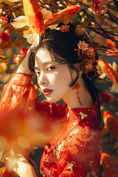 锦鲤新年汉服人物摄影图