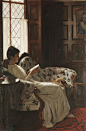 Reading Lady In A Panelled Interior (1919). Stanley Thompson (British,1876-1926)