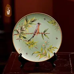 子蘭灯饰手绘欧式田园陶瓷盘子复古客厅书房摆件家居饰品结婚礼物-淘宝