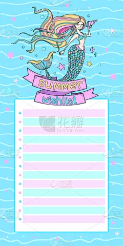 贺卡,夏天,美人鱼,可爱的,纸牌,边框,动机,童话故事,儿童,波浪