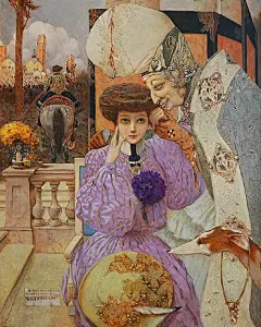 今天想分享一个我一见钟情但从未发过的画家，Gustav-Adolf Mossa(1883-1971)
Gustav-Adolf Mossa1883年出生于法国尼斯，母亲是意大利人，父亲Alexis Mossa (1844-1926)是个海报画家，还是尼斯美术馆的创始人和尼斯狂欢节的组织者。早年他跟着父亲学习绘画，1900年进入尼斯装饰艺术学校，在那里他接触到 ​​​​...展开全文c
