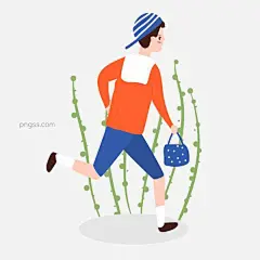 卡通插画风奔跑的男孩图片大小2000x2000px 图片尺寸126.31 KB 来自PNG搜索网 pngss.com 免费免扣png素材下载！春天#卡通手绘#帽子#免抠图#男子#人物#矢量#外出#运动健身#植物#