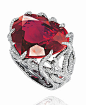 Chopard 18K 白金镶红宝石钻指