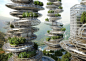 建筑师提出了一种新型的符合自然世界规则的城市人居环境，一摞摞巨型鹅卵石可容纳整个社区。所有的能量来自太阳和风力。