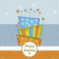 可爱的生日贺卡与金色闪闪发光的细节