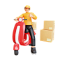 Delivery man doing delivery on bike 3D Illustration
