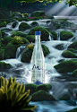 Glazyrin  CGI retouch Matte-painting bottle Manantial water mountain Platinum