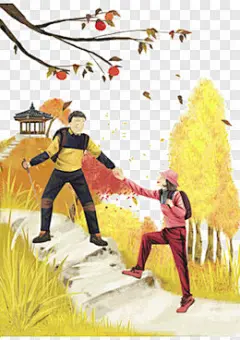 立秋后爬山卡通手绘PNG图片➤来自 PNG搜索网 pngss.com 免费免扣png素材下载！