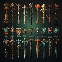 AI欧美卡通武器设定素材 png免抠图 游戏美术道具武器插画设计-淘宝网