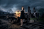 People 2048x1370 night digital art model lantern railway