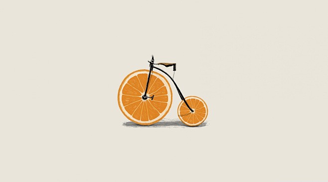 创意脐橙大小轮杂技自行车封面大图
