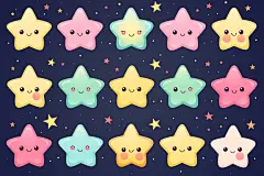 七彩漫画群星梦幻星星插画图片