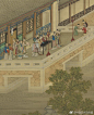 #风俗画#【 清院本 《十二月月令图》之七月 】立轴，绢本设色，175×97cm，台北故宫博物院藏。 农历七月，秋季的头一个月，故谓之新秋。秋季乃收获之季，民谚有云：“米谷豆子，秋收冬藏”之说。所以又有瓜月，兰秋，秋月之称。七月初七，俗称七巧节，是传说中牛郎织女鹊桥相会