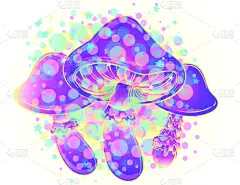 迷幻色,梦想,绘画插图,矢量,活力,神奇蘑菇,酸,迷幻艺术,品红色,色彩鲜艳