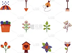 bundle spring set flat icons