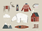 Greenland+winter+polar bear+reindeer+postcard,  Tina Schulte Illustration
