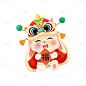 中国风春节兔子元素-举福字