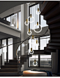 光环跃层金属别墅楼梯长吊灯北欧客厅创意艺术餐厅旋转复式楼吊灯-淘宝网
