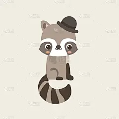 可爱的浣熊-向量